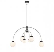 B2B Spec Brand M100114MBKPN - 6-Light Chandelier in Matte Black with Polished Nickel