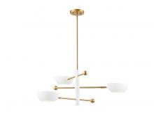 B2B Spec Brand M100143WHNB - 3-Light Chandelier in White and Natural Brass