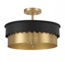 B2B Spec Brand M60072MBKNB - 3-Light Ceiling Light in Matte Black and Natural Brass