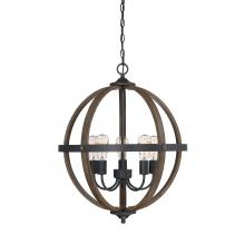 B2B Spec Brand M70041WB - 5-Light Pendant in Wood with Black