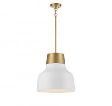 B2B Spec Brand M70115WHNB - 1-Light Pendant in White with Natural Brass