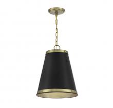 B2B Spec Brand M7014MBKNB - 1-Light Pendant in Matte Black with Natural Brass