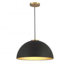 B2B Spec Brand M7024MBKNB - 1-Light Pendant in Matte Black with Natural Brass