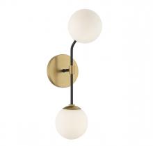 B2B Spec Brand M90098MBKNB - 2-Light Wall Sconce in Matte Black and Natural Brass